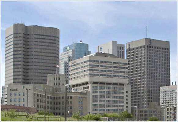 Downtown Winnipeg seen from The Forks.